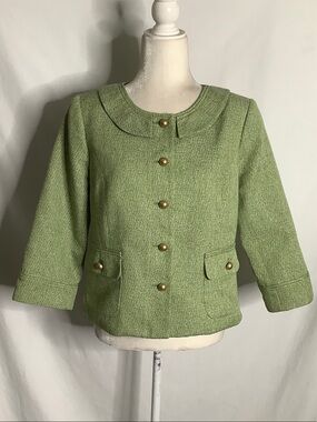 Semantiks Light Green Retro Tweed Jacket with Gold Buttons Size M